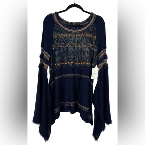 NWT Free People Craft Time Bell Sleeve Sweater Mohair Wool Blend Boho Sz Small - Picture 1 of 16
